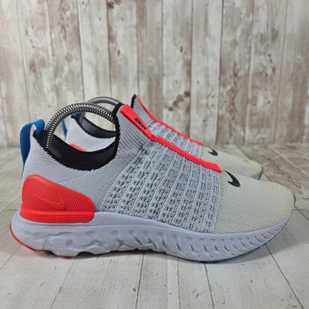 Nike React Phantom Run Flyknit 2 Womens 8.5 Grey Crimson Blue DV2179-001